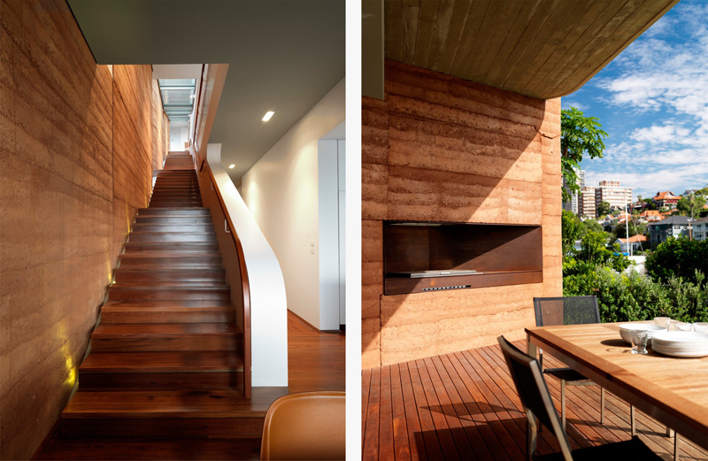 Rammed+Earth+Machine+For+Sale The rammed earth stair wall from below, and a corten steel BBQ ...